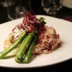 Champagne cod, beet and fennel risotto