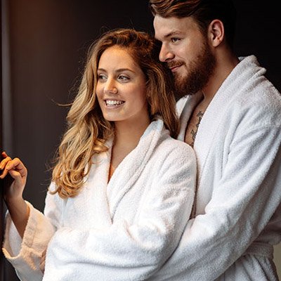 couple in robes